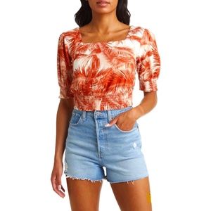 🌹2 for $20🌹 NWT. Roxy Abundant Swell Smocked Crop Top. Short Sleeves. Size: XL